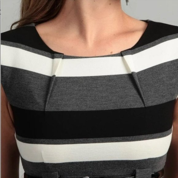Calvin Klein Black and White Striped Mini Dress - Picture 5 of 9